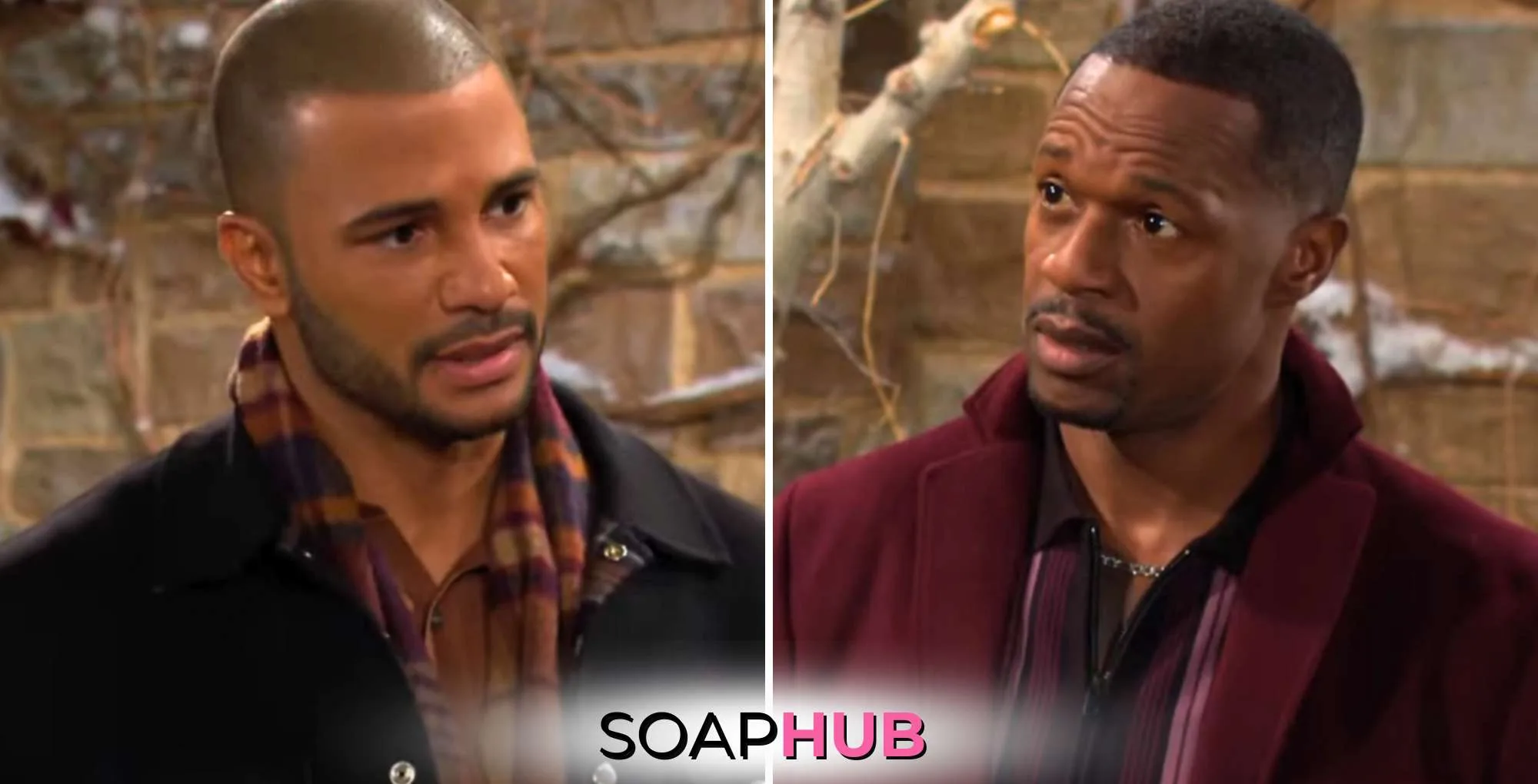 Young and the Restless February 4 Holden and Damian with the Soap Hub logo.