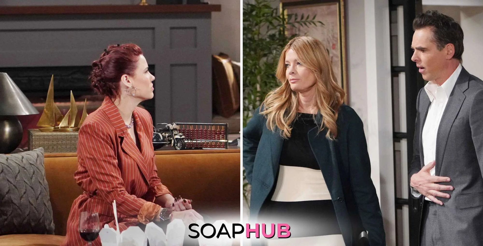 Young and the Restless Recap February 4 Sally, Phyllis, and Billy with the Soap Hub logo.