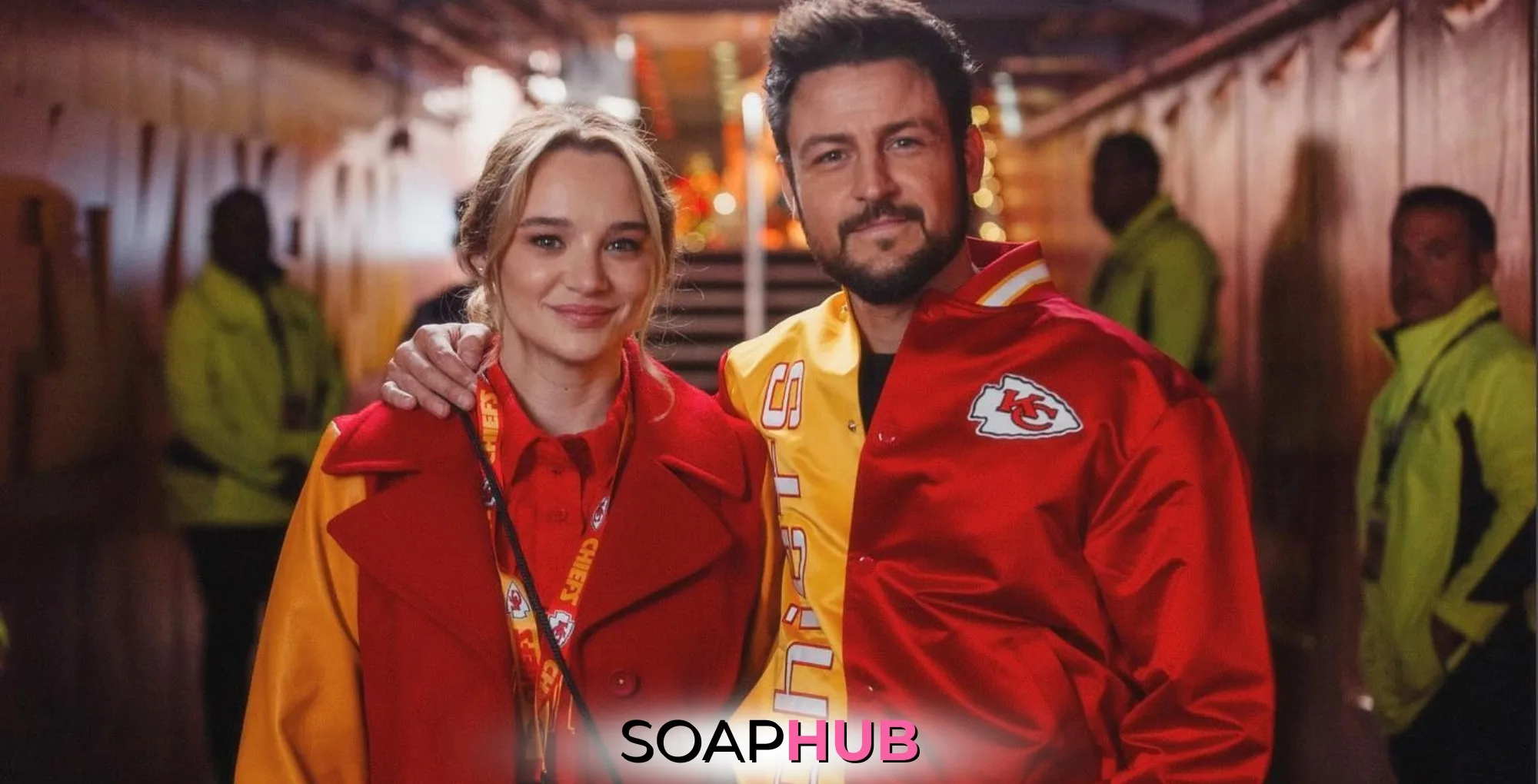 Young and the Restless Hunter King with Tyler Hynes in Holiday Touchdown with the Soap Hub logo.