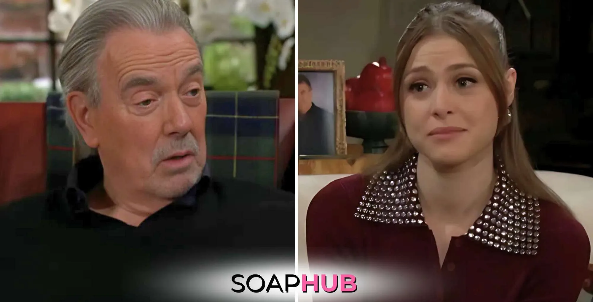 Young and the Restless Recap February 10 Victor and Claire with the Soap Hub logo.