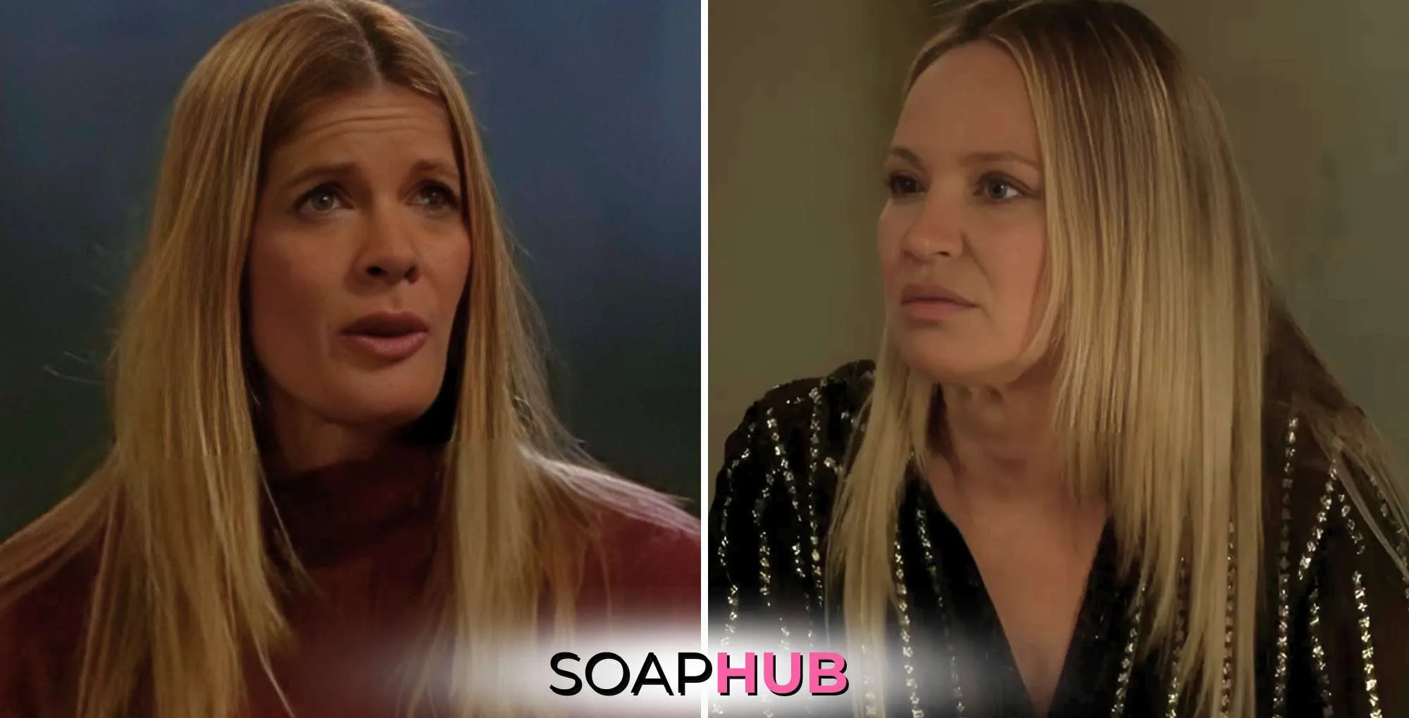 Young and the Restless recap February 25 Phyllis and Sharon with the Soap Hub logo.
