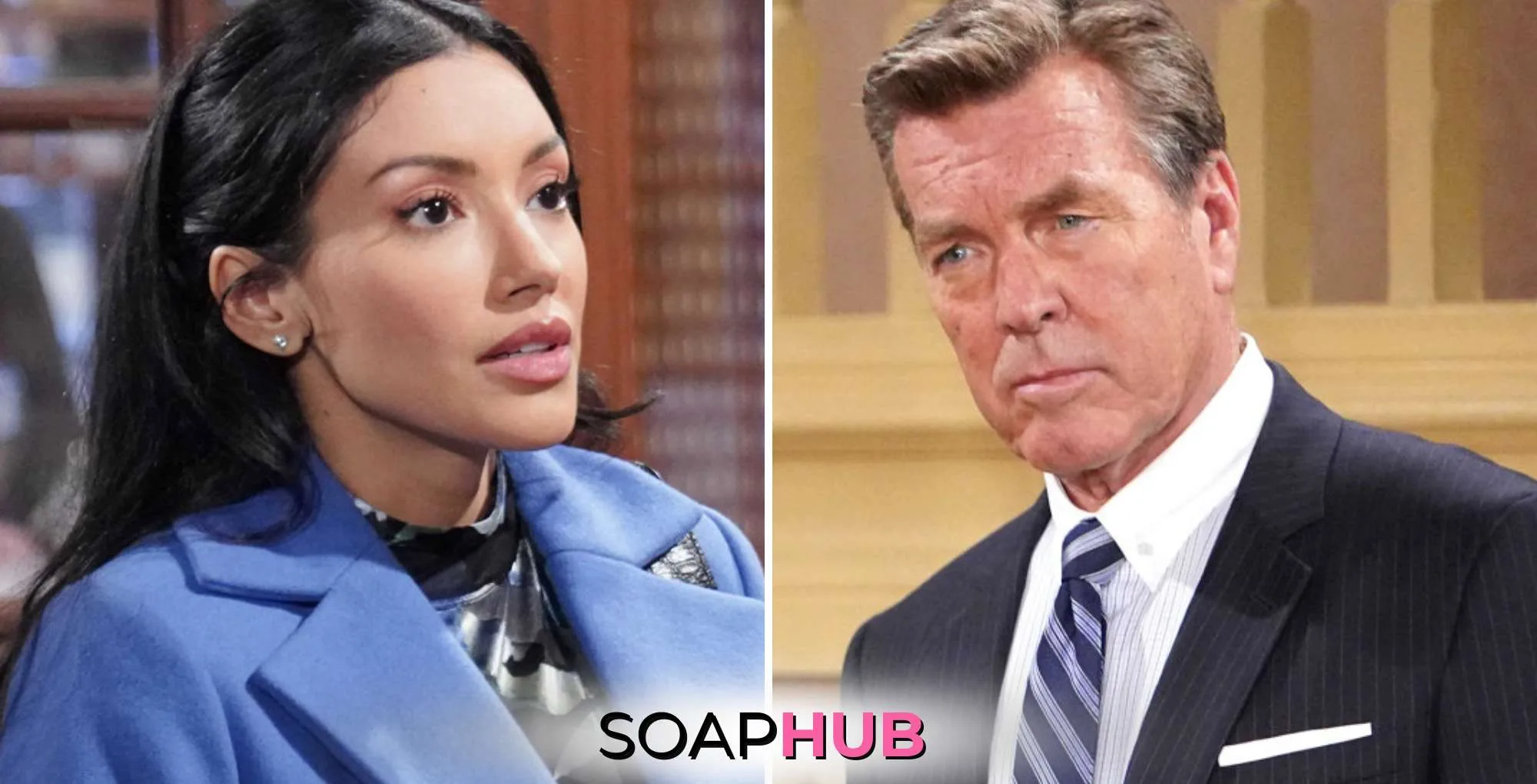 Young and the Restless Spoilers Weekly Update February 17-21 Audra and Jack with the Soap Hub logo.