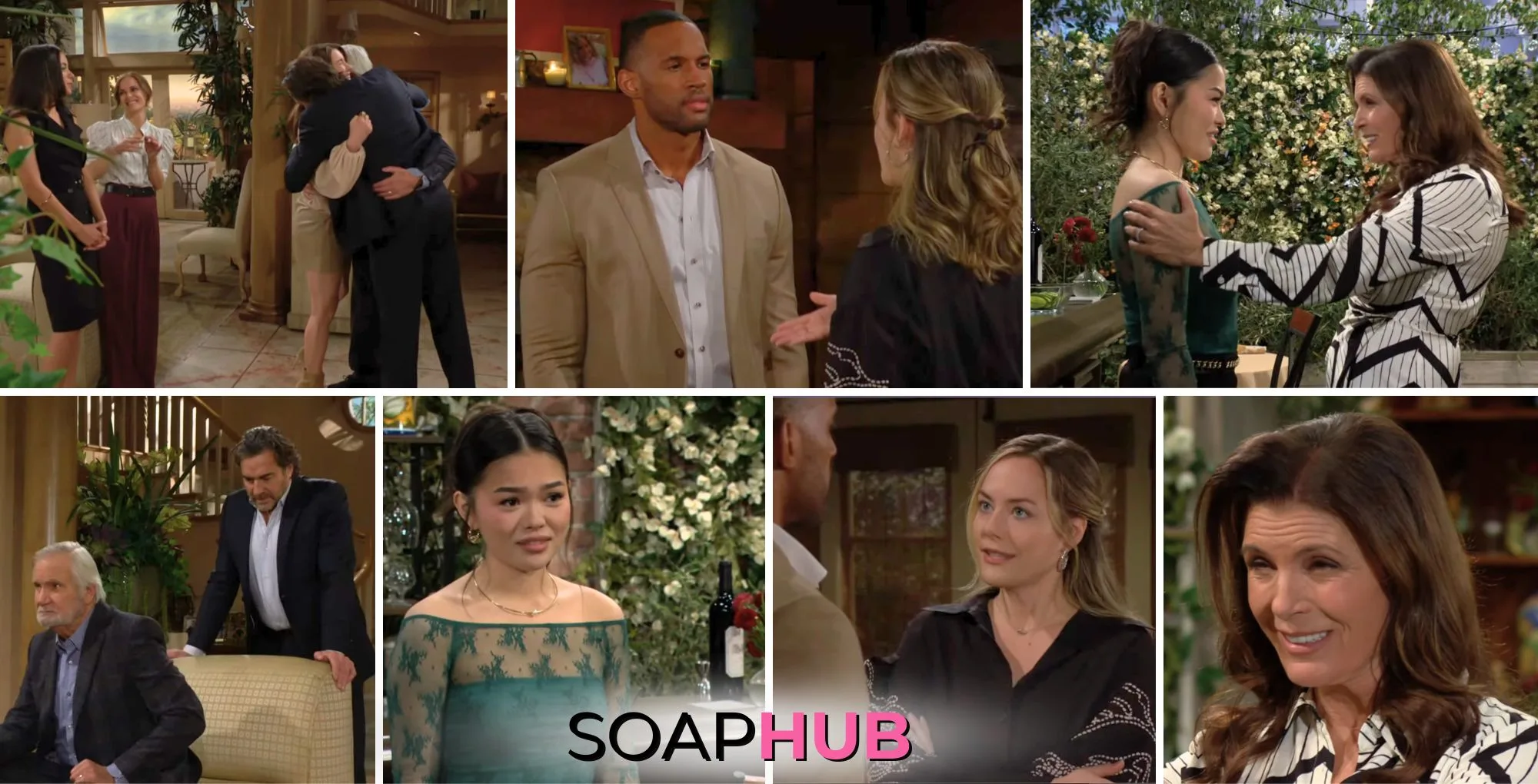 The Bold and the Beautiful characters Daphne, Taylor, Steffy, Eric, Ridge, Carter, Hope, Luna, and Sheila; with the Soap Hub logo.