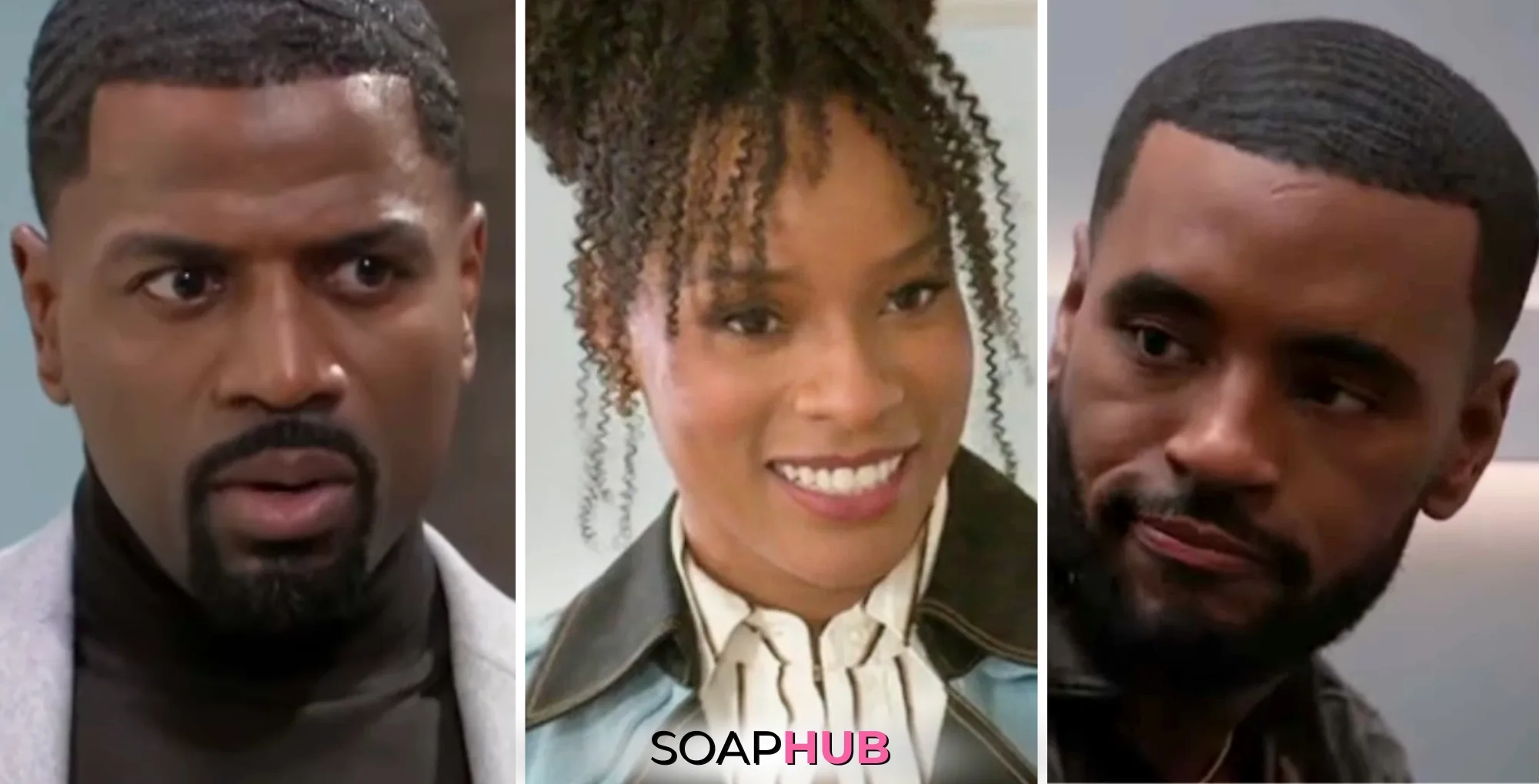 Weekly Beyond The Gates What To Watch Storylines March 17-21: Ted, Naomi, and Andre, with the Soap Hub logo.