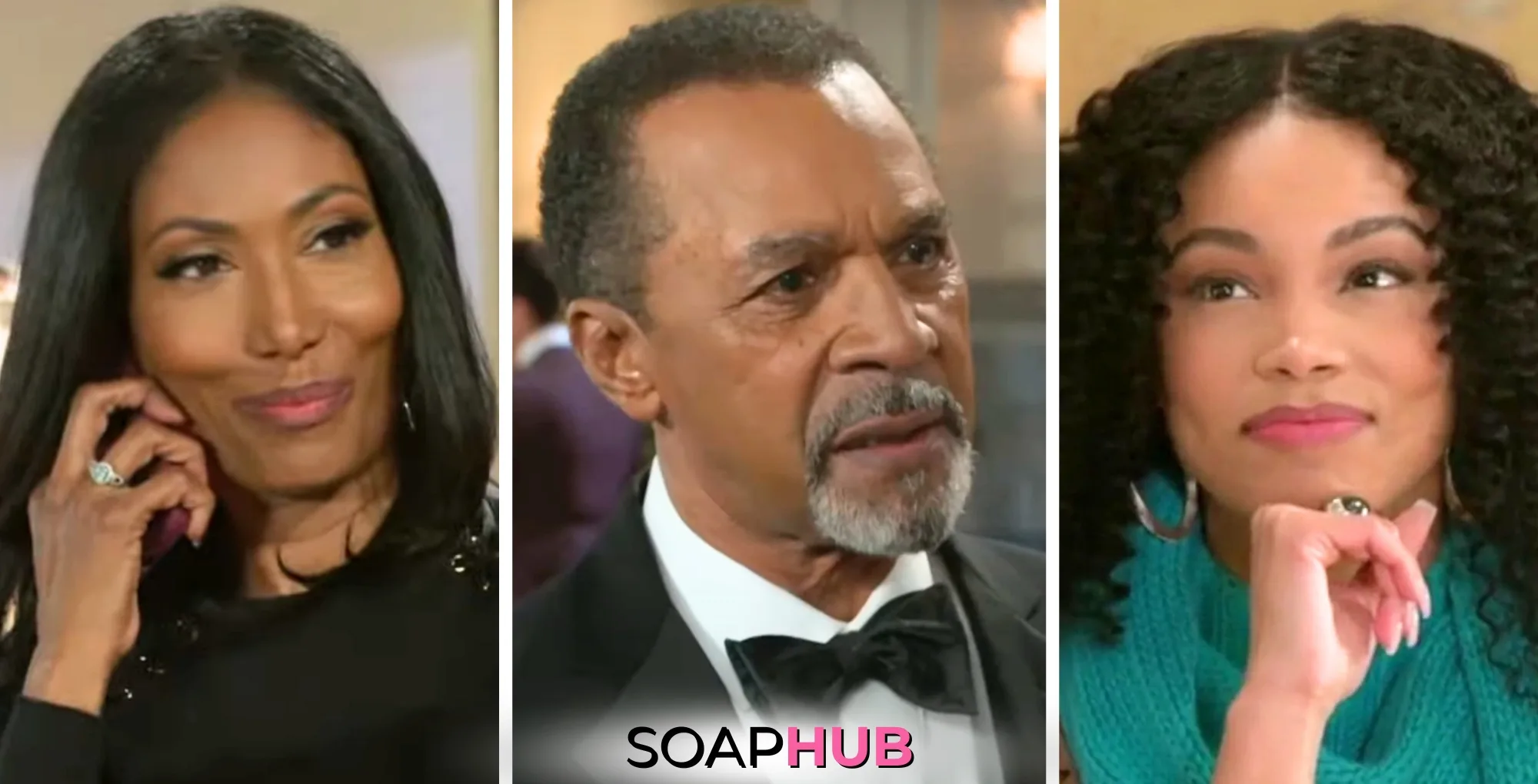 Beyond The Gates What To Watch Storylines Weekly Update March 24-28 Leslie, Vernon, and Chelsea with the Soap Hub logo.