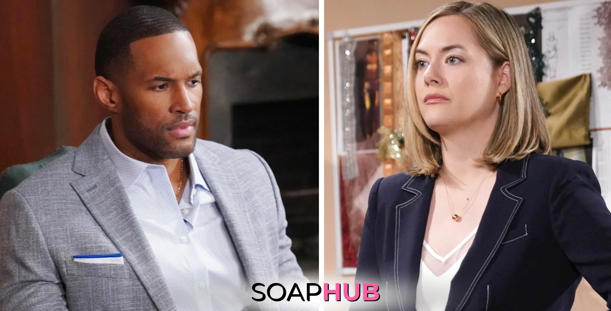 The Bold and the Beautiful's Carter and Hope with the Soap Hub logo across the bottom.