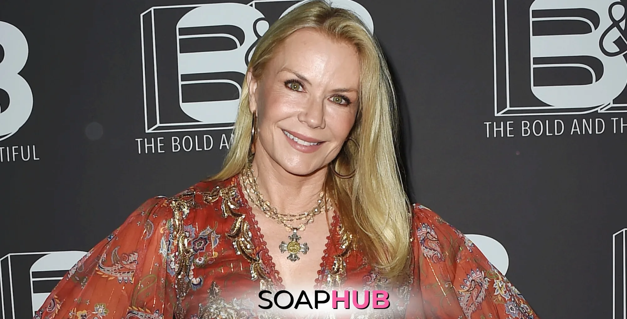 The Bold and the Beautiful star Katherine Kelly Lang, with the Soap Hub logo.