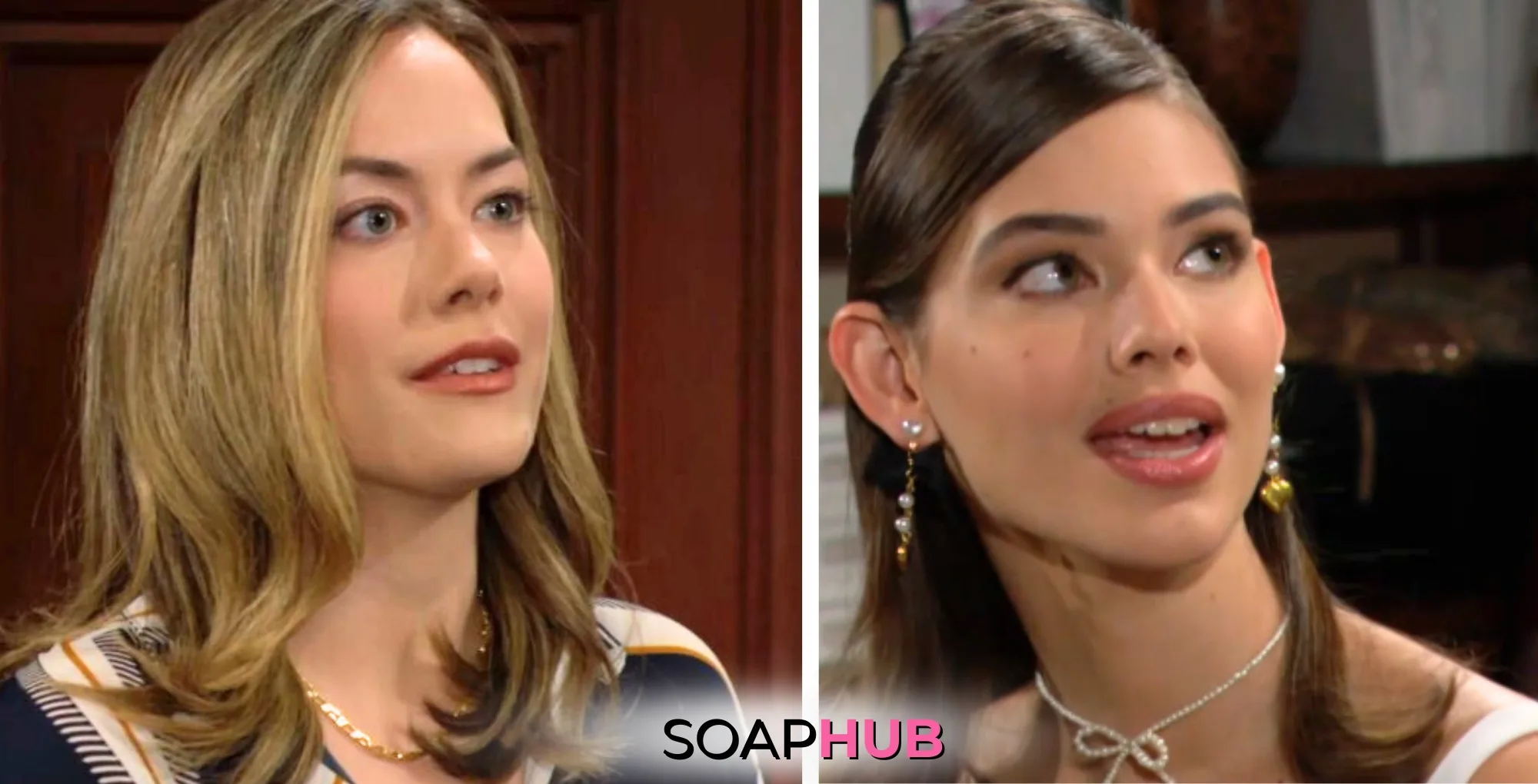 Bold and the Beautiful March 24 recap with Hope and Electra with the Soap Hub logo.
