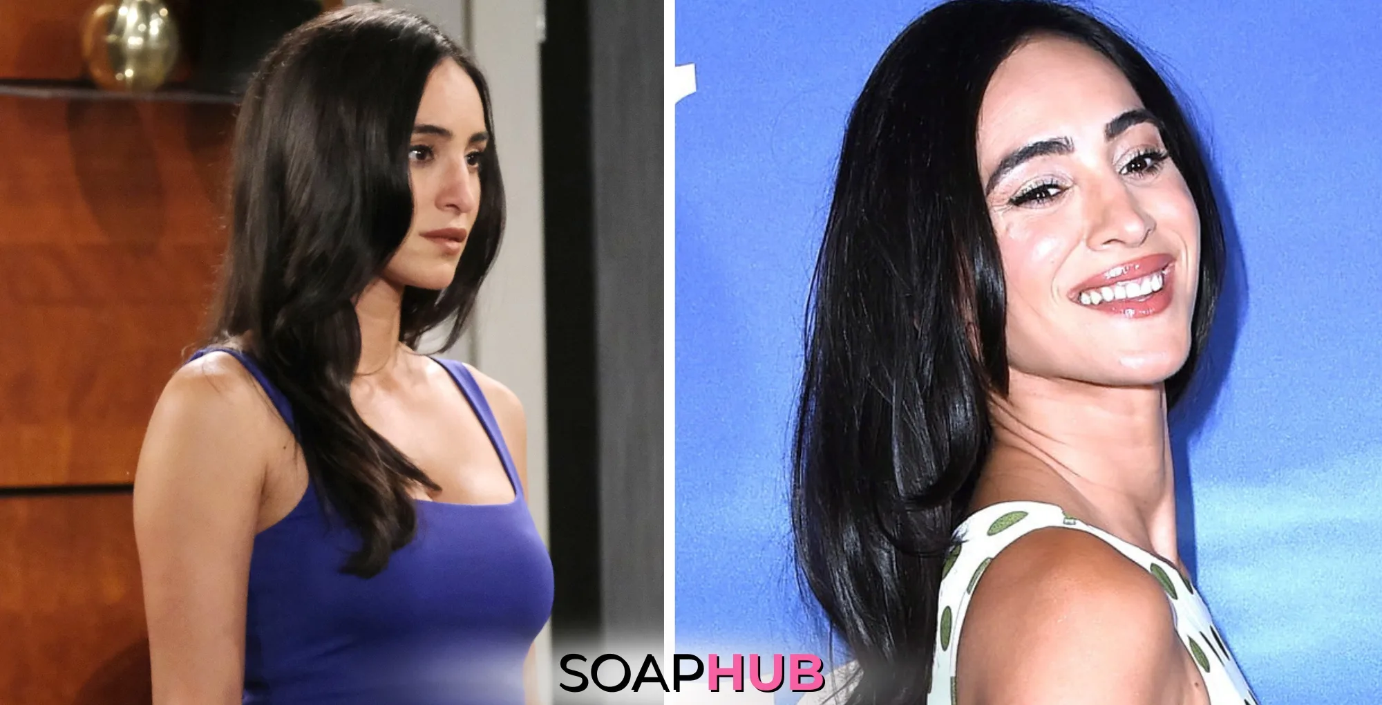 Days of our Lives Cherie Jimenez teases Gabi's future with the Soap Hub logo.