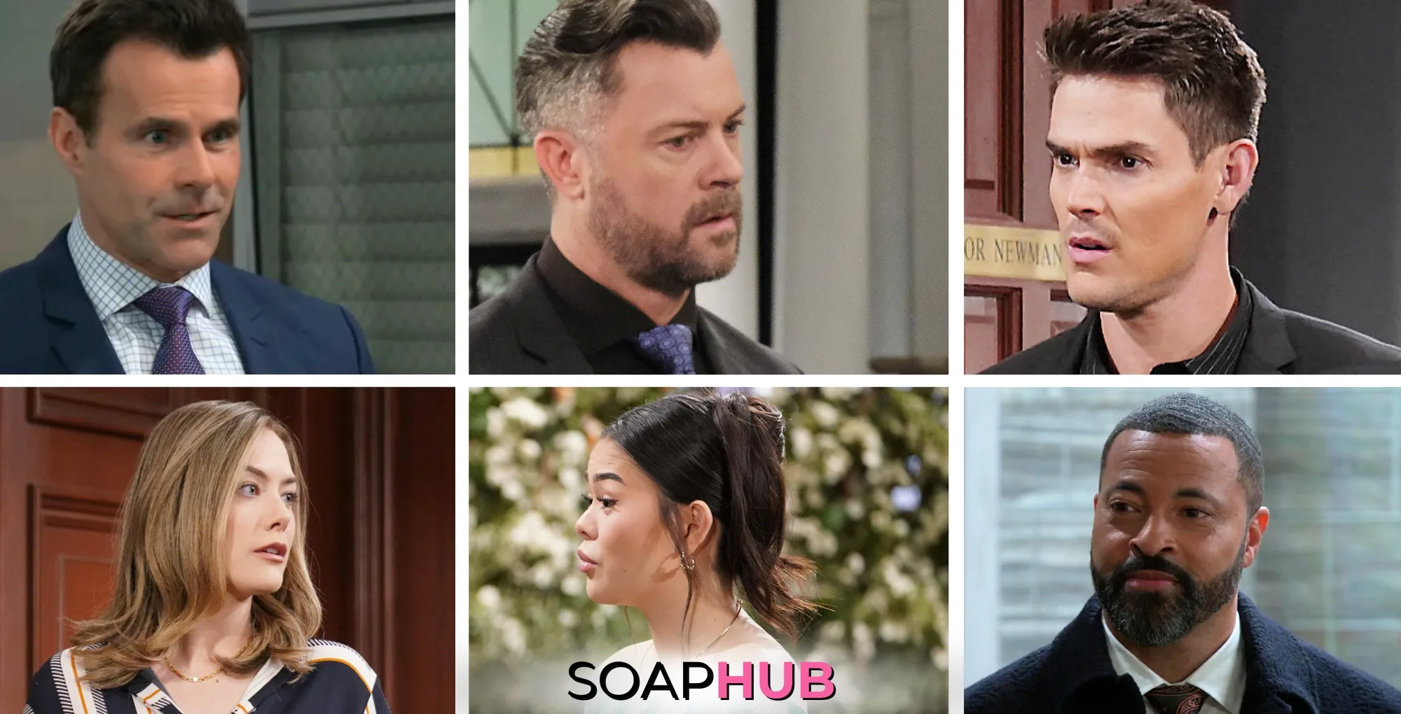 Soaps' Most disliked characters from Beyond the Gates, Bold and the Beautiful, Days of Our Lives, General Hospital, and The Young and the Restless, with the Soap Hub Logo