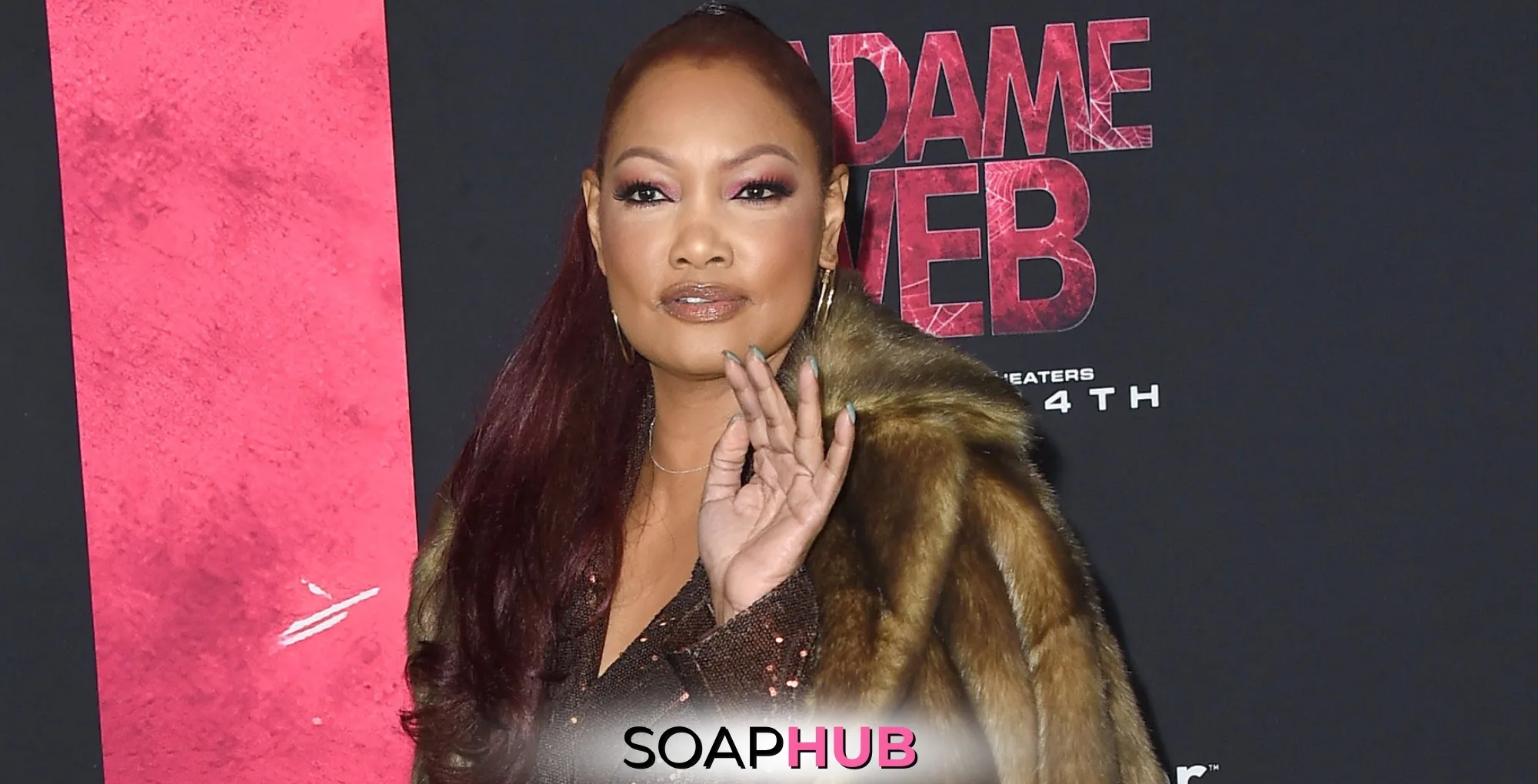 Real Housewives of Beverly Hills Garcelle Beauvais with the Soap Hub logo.