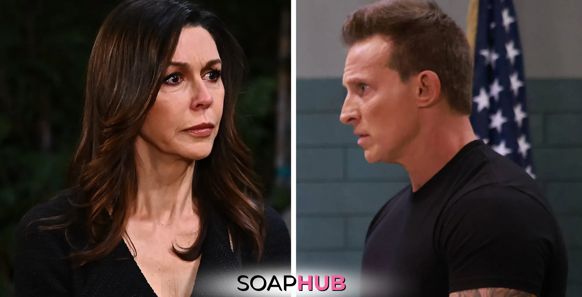 General Hospital Anna and Jason with the Soap Hub logo