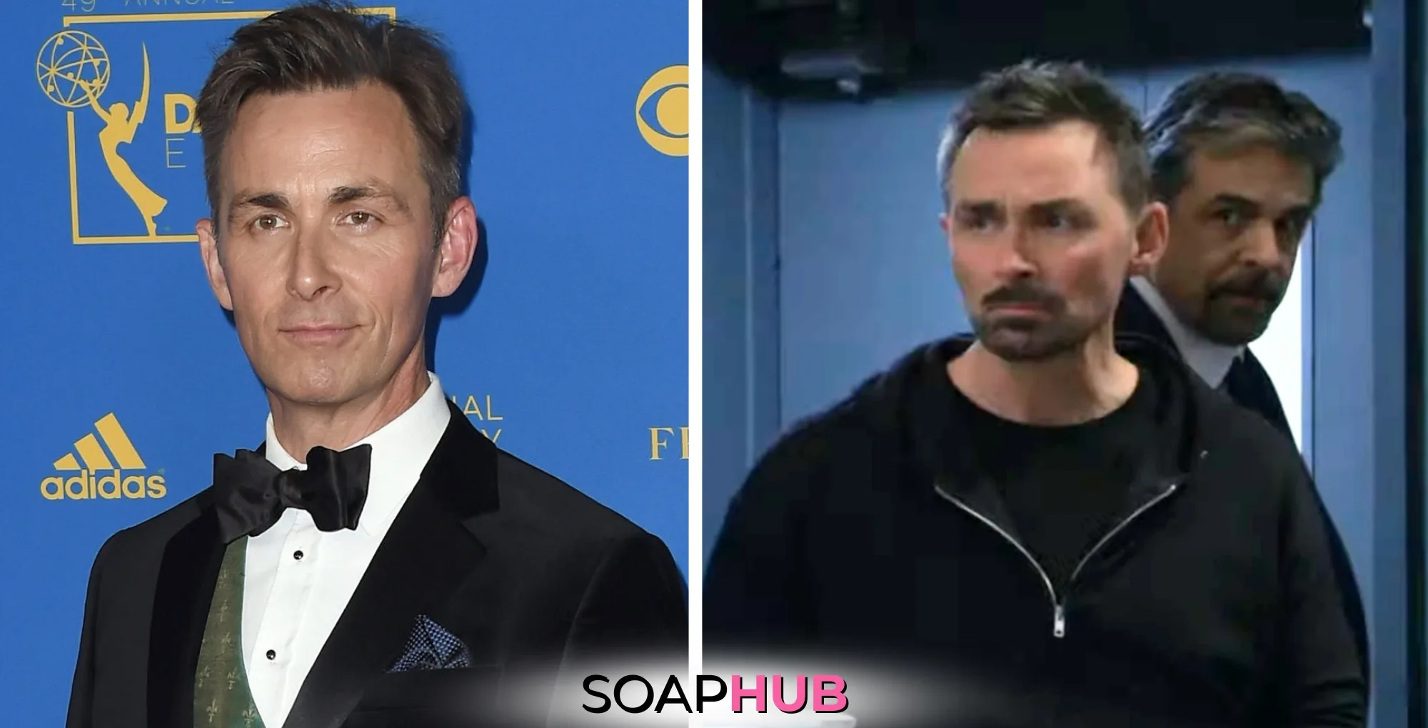 General Hospital's James Patrick Stuart and Chris McKenna with the Soap Hub logo across the bottom.