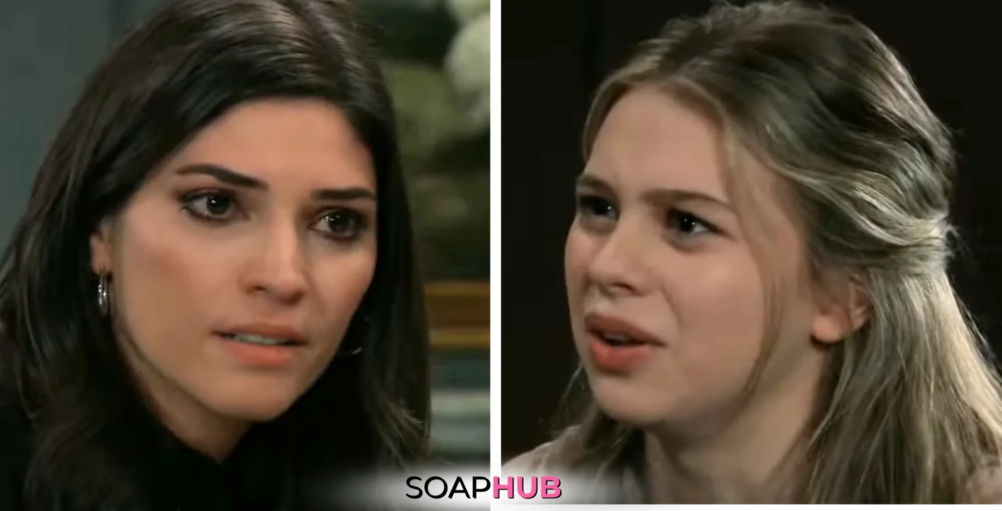 Brook Lynn and Charlotte on the March 11, 2025 episode of General Hospital with the Soap Hub logo across the bottom.