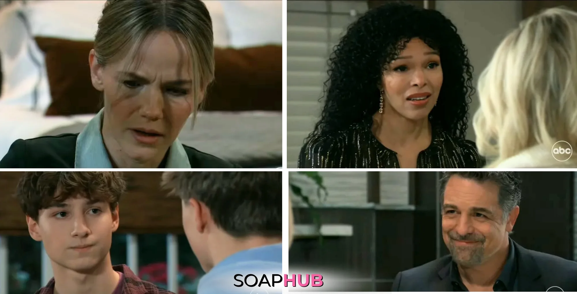 Lulu, Portia, Rocco, and Brennan on the March 5, 2025 episode of General Hospital with the Soap Hub logo across the bottom.
