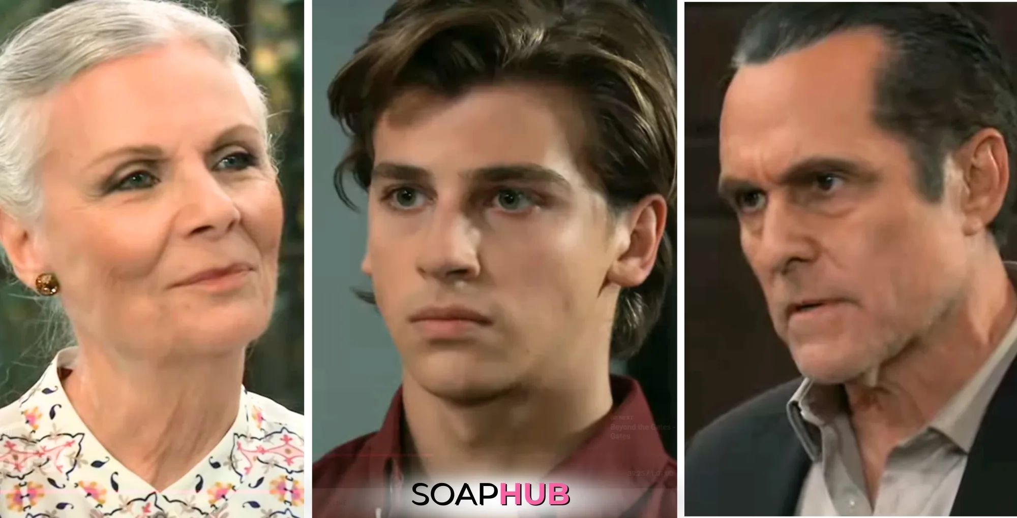 Tracy, Gio, and Sonny on the March 6, 2025 episode of General Hospital with the Soap Hub logo across the bottom.