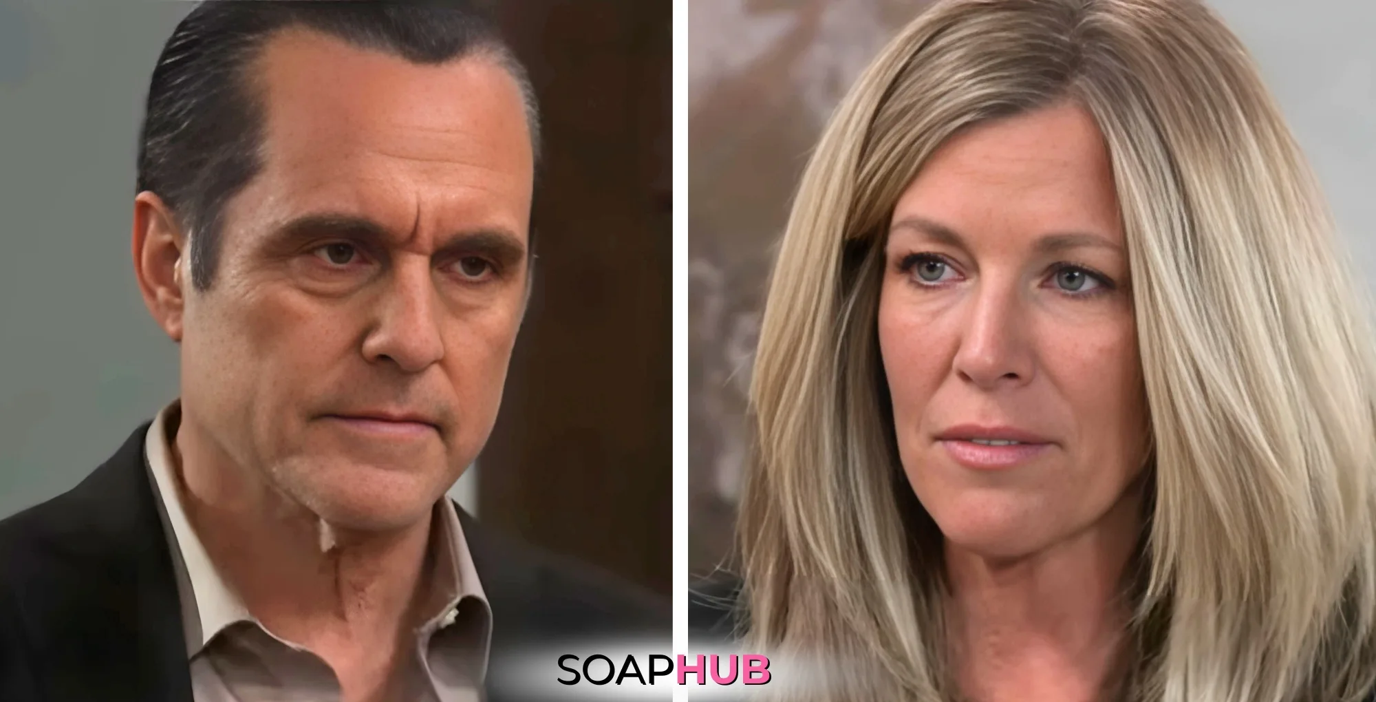 General Hospital Sonny and Carly with the Soap Hub logo