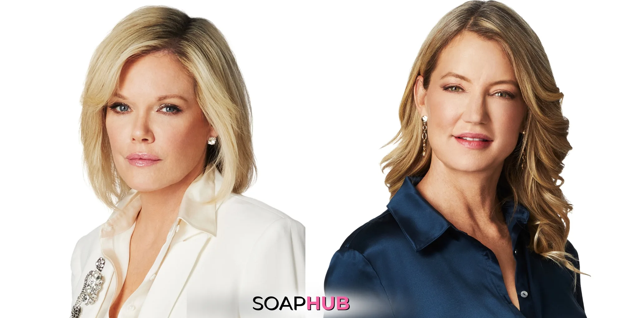 General Hospital's Maura West and Cynthia Watros with the Soap Hub logo across the bottom.