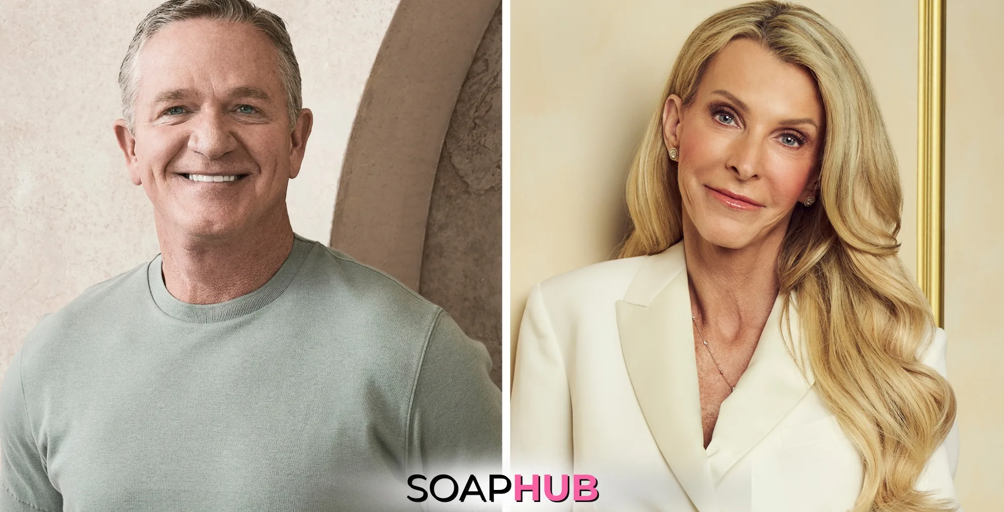 Golden Bachelorette Joan Vassos and Chock Chapple's long distance relationship with the Soap Hub logo.