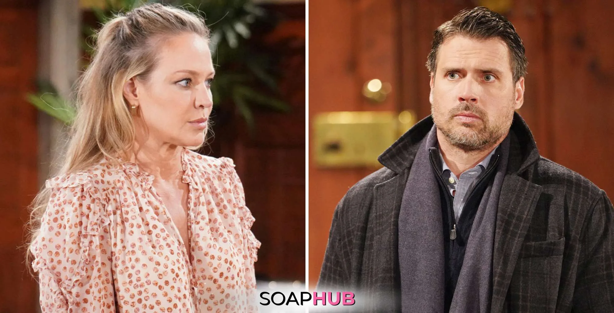 Young and the Restless Nick and Sharon with the SoapHub logo.