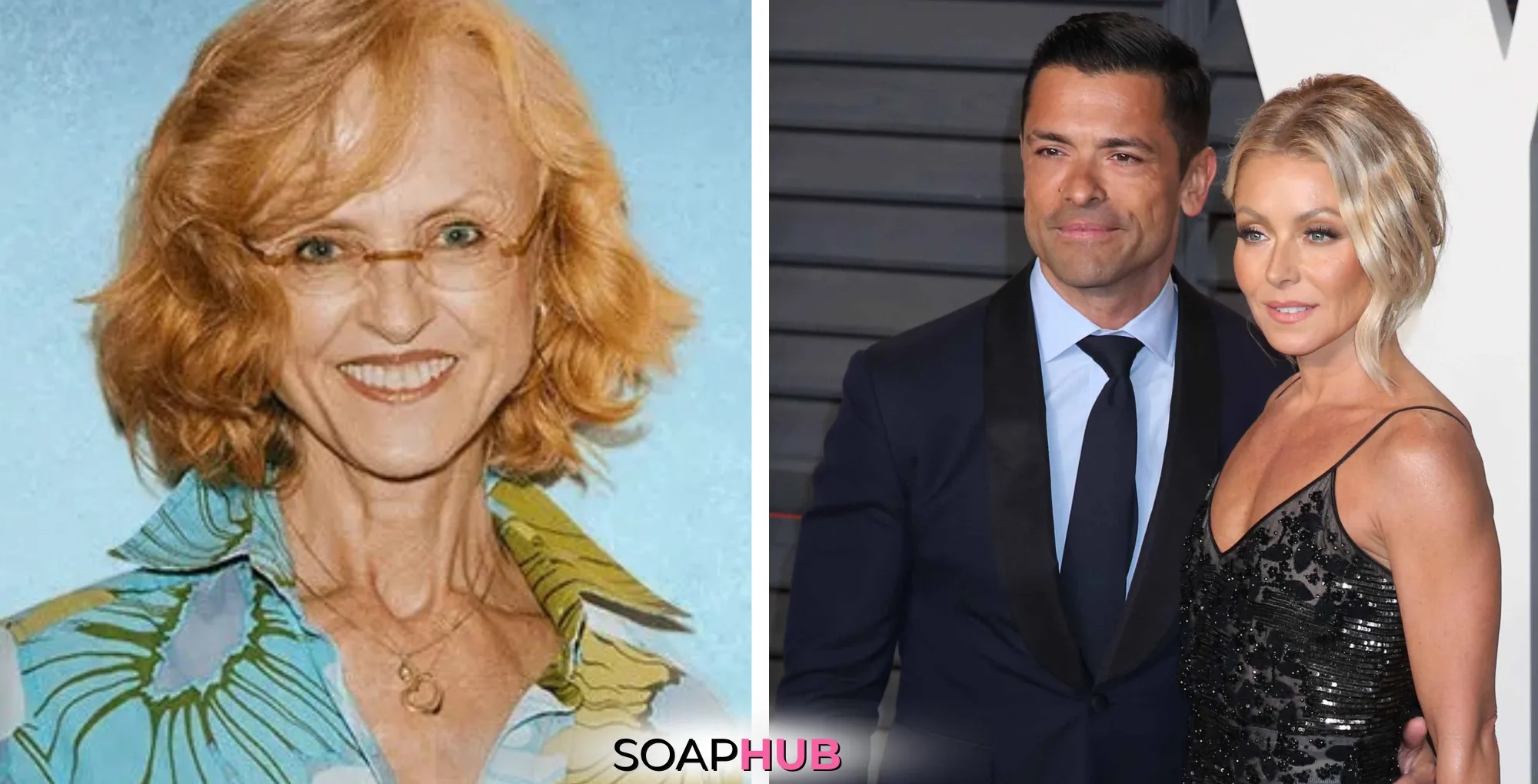 Jill Larson shocked Kelly Ripa and Mark Consuelos with the Soap Hub logo.