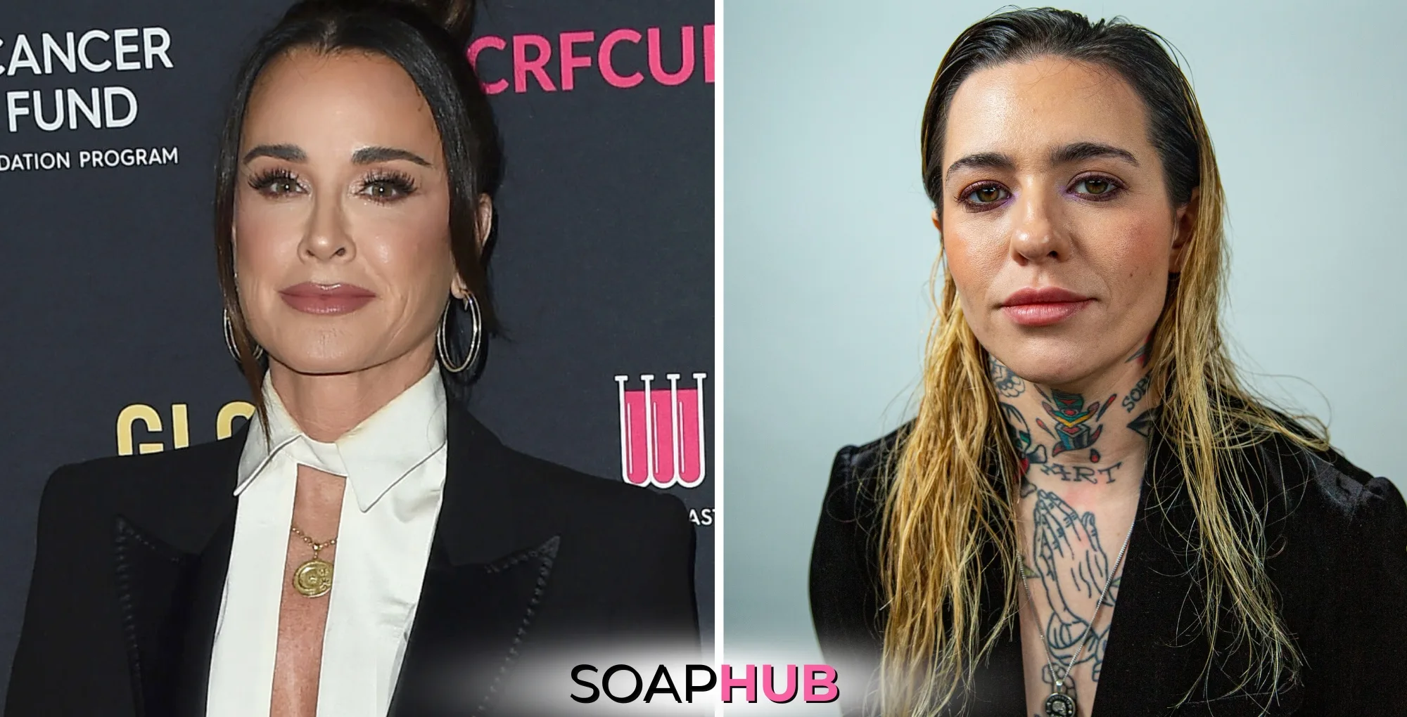 RHOBH Kyle Richards doesn't talk about Morgan Wade with the Soap Hub logo.