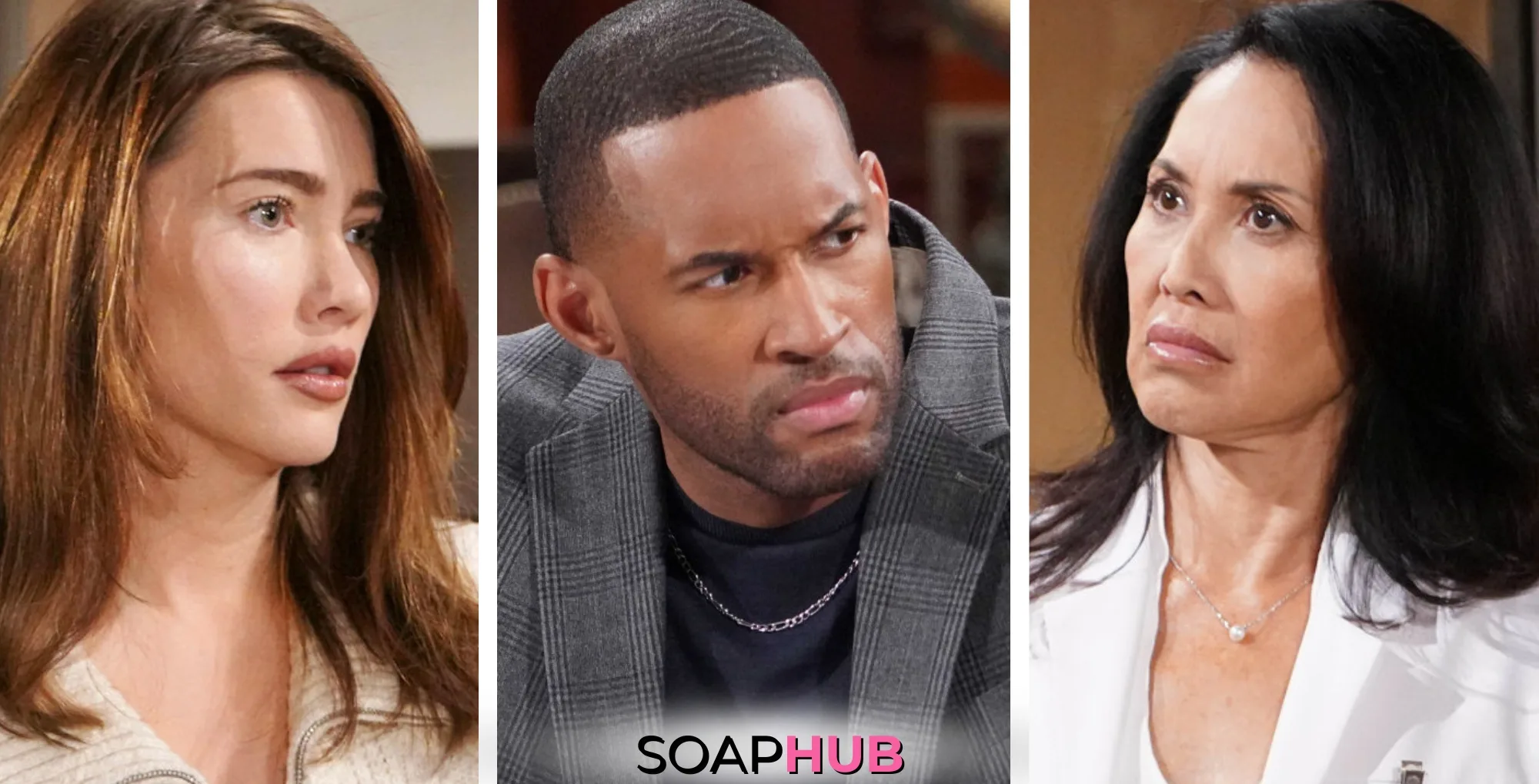Weekly Bold and the Beautiful Must Watch Moments March 10-14 Steffy, Carter, and Li with the Soap Hub logo.