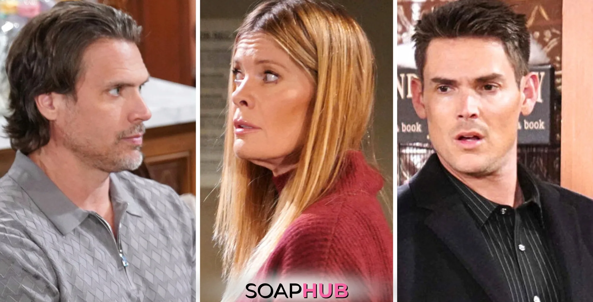 Nick, Phyllis, and Adam are featured players in The Young and the Restless Spoilers for the week of March 10-14, 2025, With Soap Hub logo
