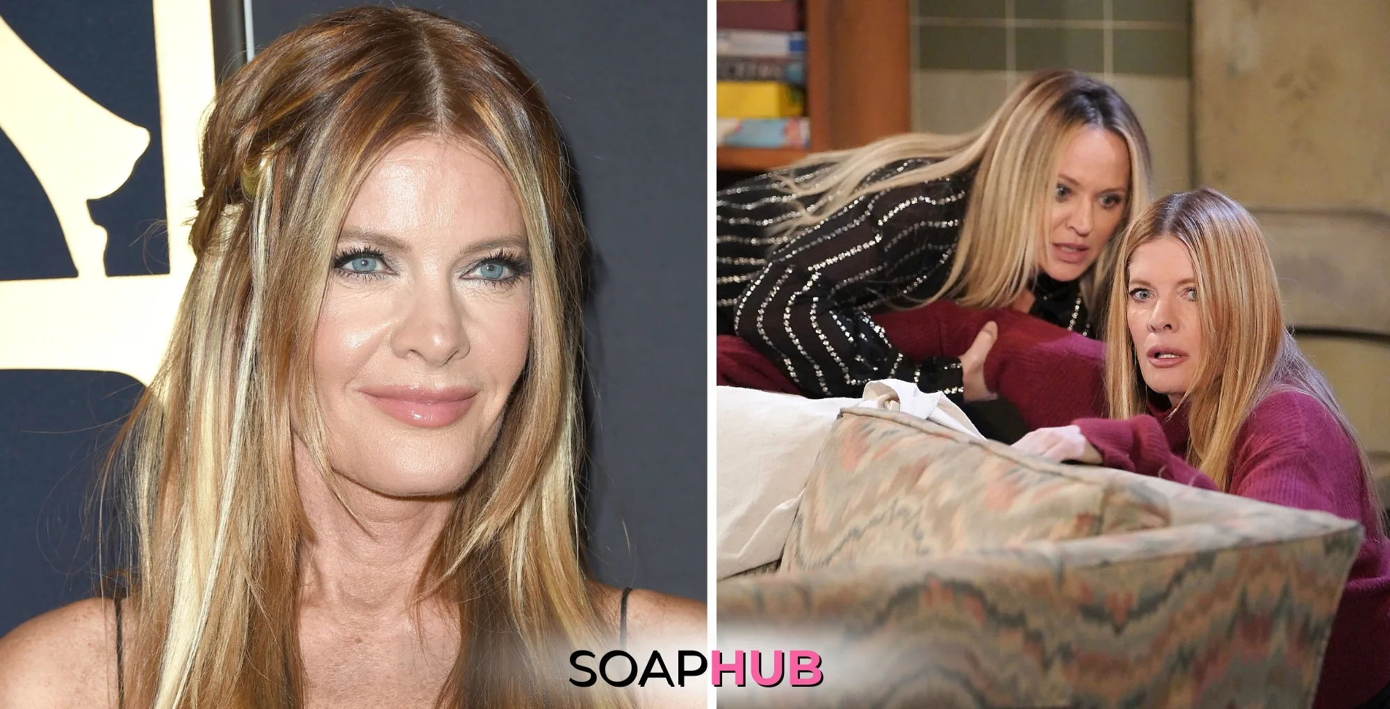 Young and the Restless Michelle Stafford wraps up Phyllis and Sharon's storyline with the Soap Hub logo.