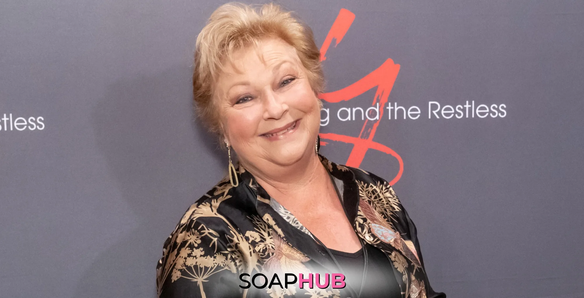 Young and the Restless Beth Maitland with the Soap Hub logo.