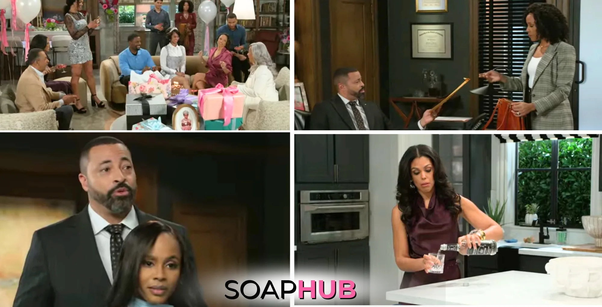 Collage for the Monday, April 14 episode of Beyond the Gates, with the Soap Hub logo.