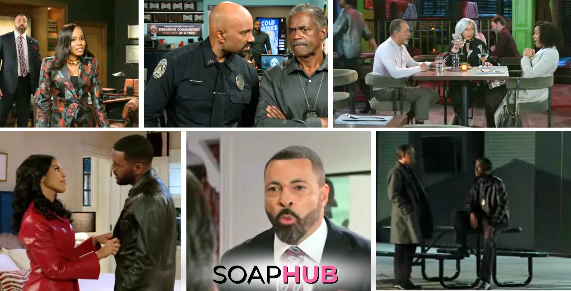 Collage of the Wednesday, April 2 episode of Beyond the Gates, with the Soap Hub logo