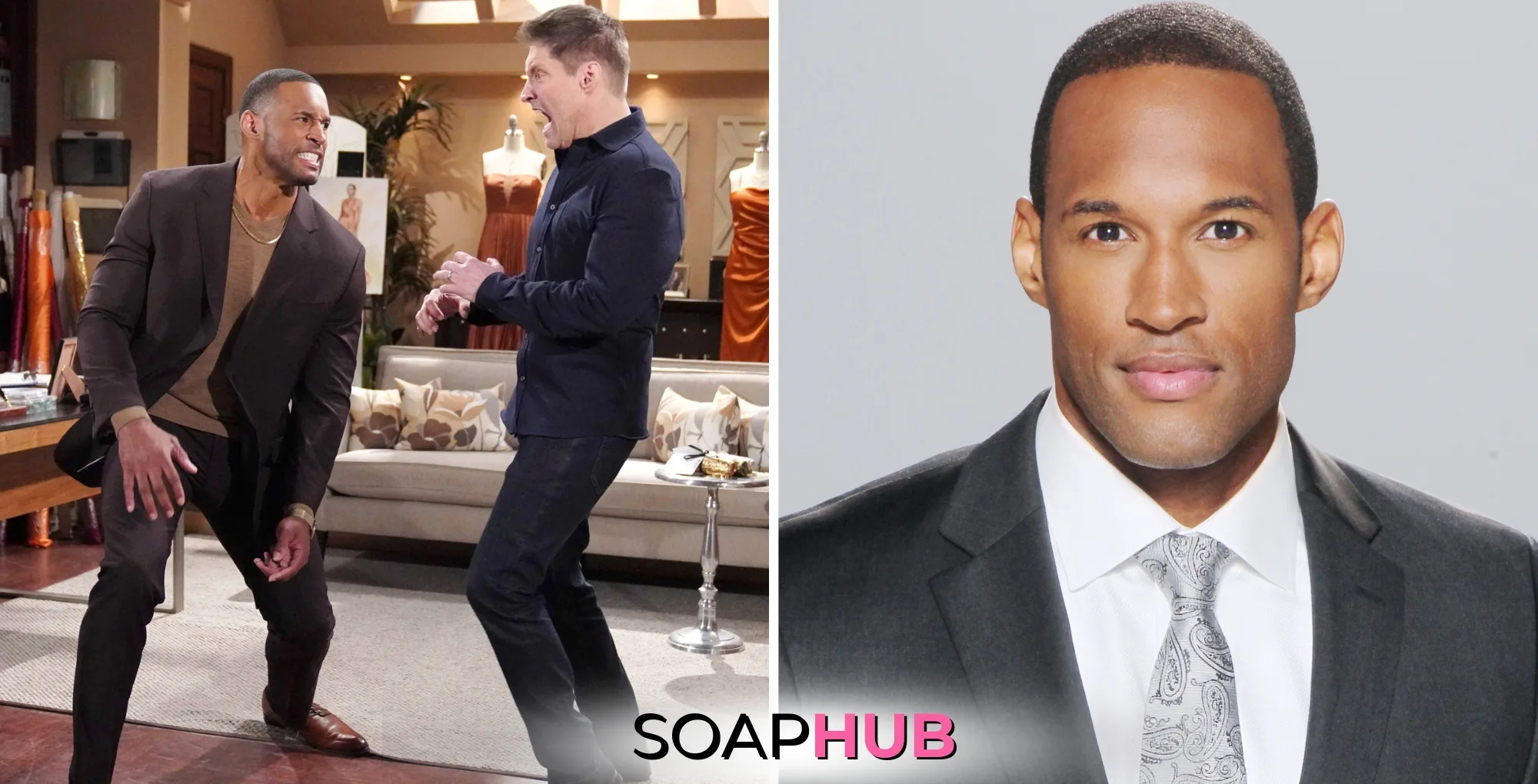 The Bold and the Beautiful's Lawrence Saint-Victor and Sean Kanan with the Soap Hub logo across the bottom.