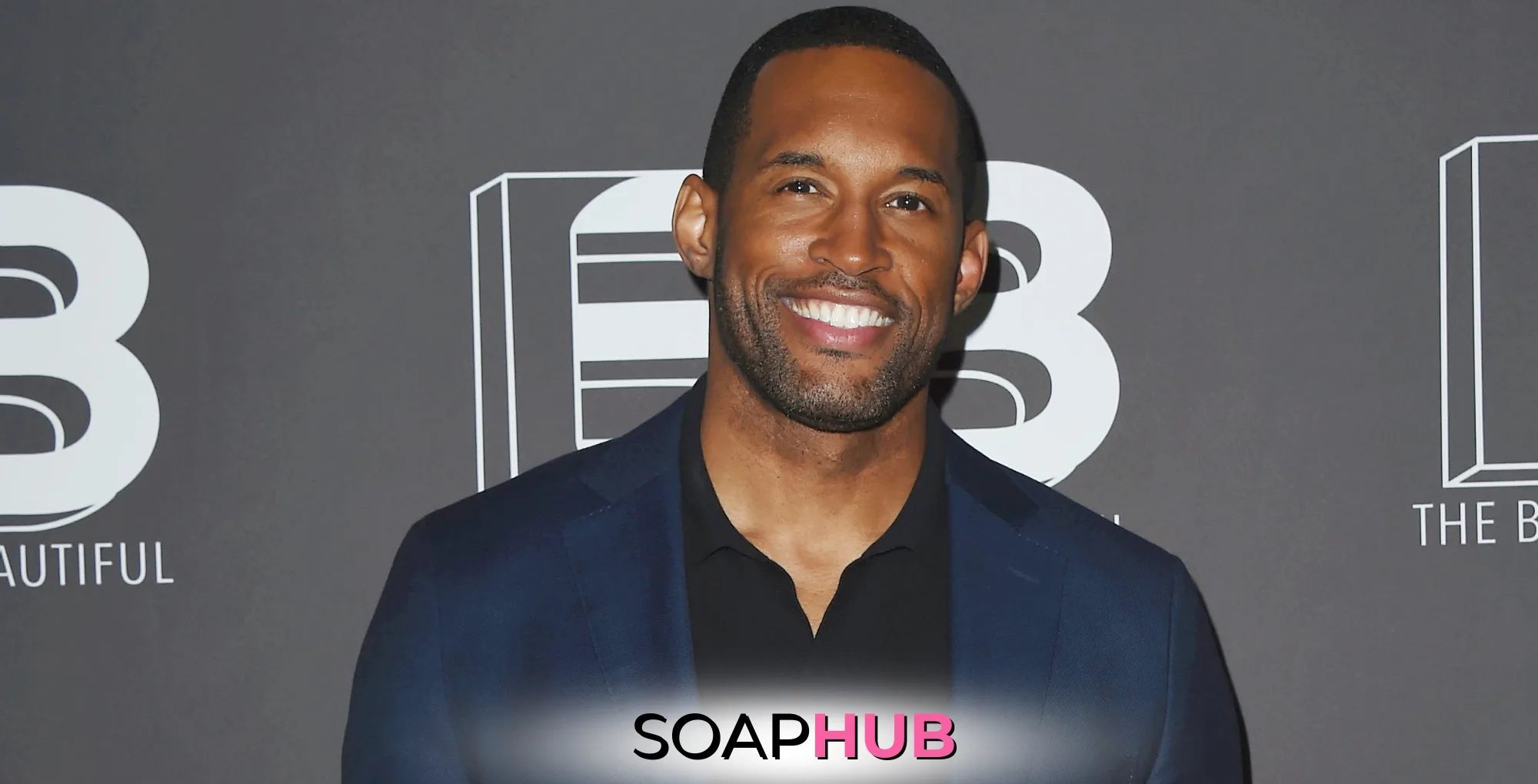 The Bold and the Beautiful's Lawrence Saint-Victor with the Soap Hub logo across the bottom.