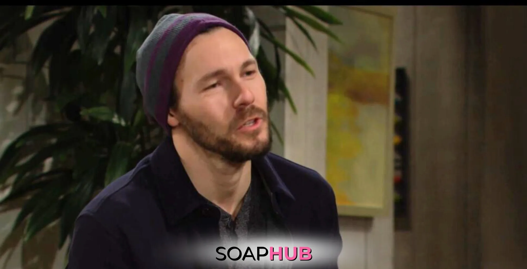 Bold and the Beautiful April 18 Liam with the Soap Hub logo.