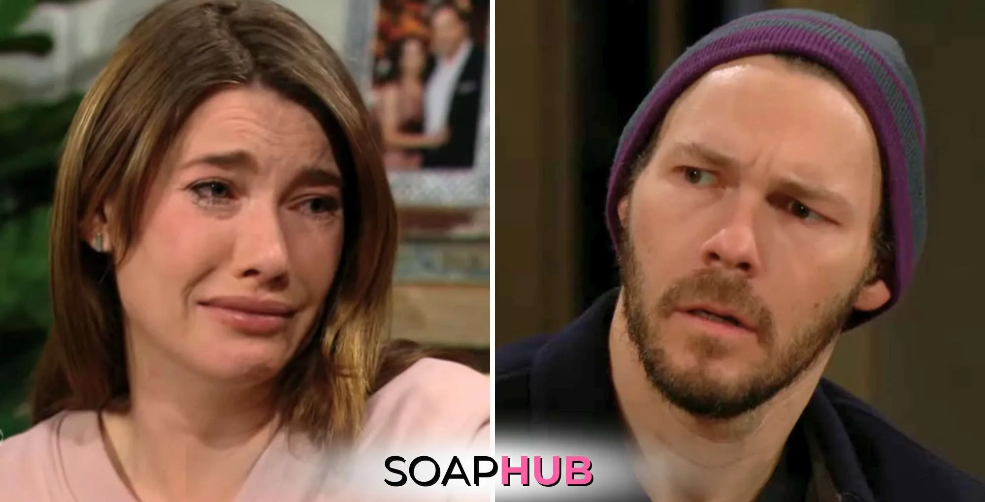 Bold and the Beautiful Recap April 22 Steffy and Liam with the Soap Hub logo.
