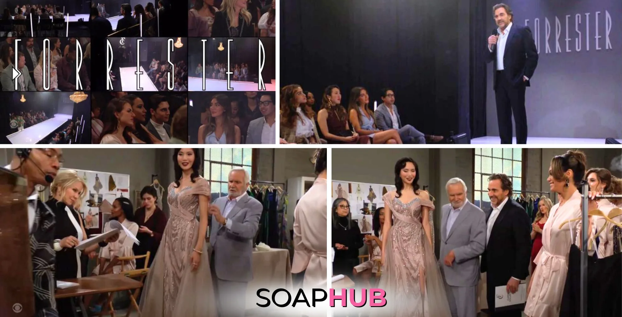 Bold and the Beautiful April 24 House of Forrester Fashion Show with the Soap Hub logo.