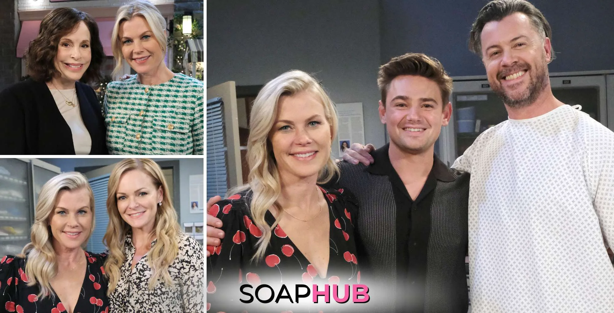 Days of our Lives Alison Sweeney with Louise Sorel, Martha Madison, Carson Boatman, and Dan Feuerriegel with the Soap Hub logo.