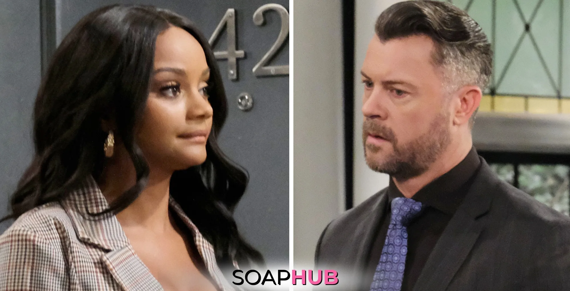 Days of Our Lives' Chanel and EJ with the Soap Hub logo across the bottom.