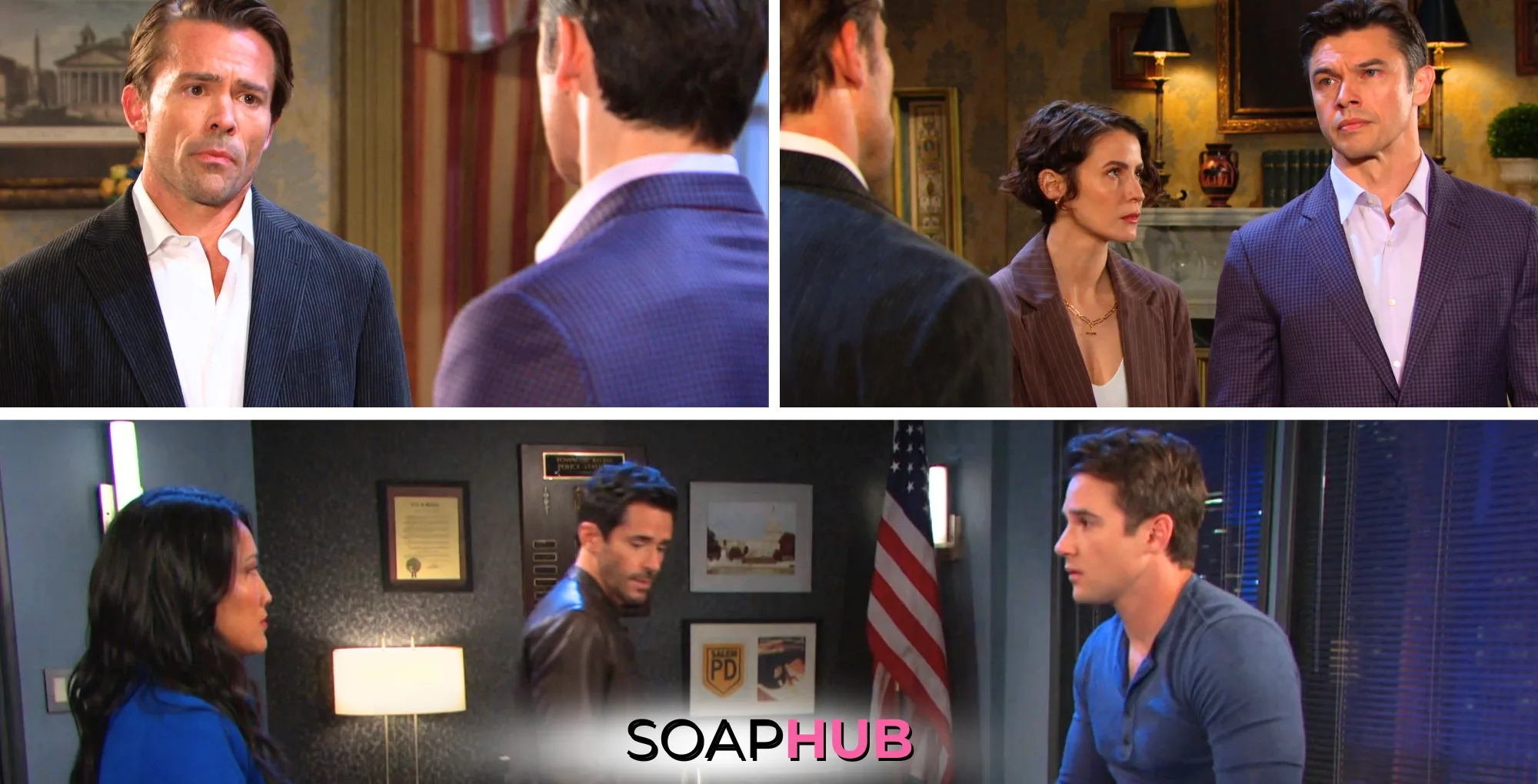 Collage of the Friday, April 18 episode of Days of Our Lives, with the Soap Hub logo.