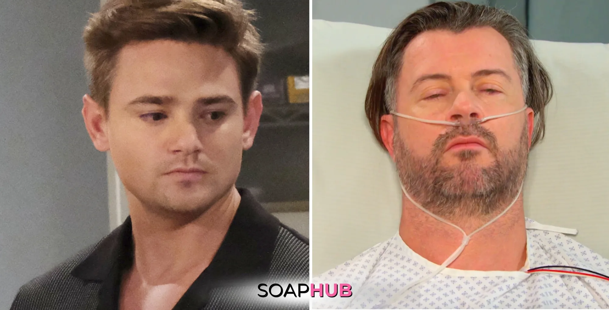 Days of our Lives Spoilers April 22 Johnny and EJ with the Soap Hub logo.