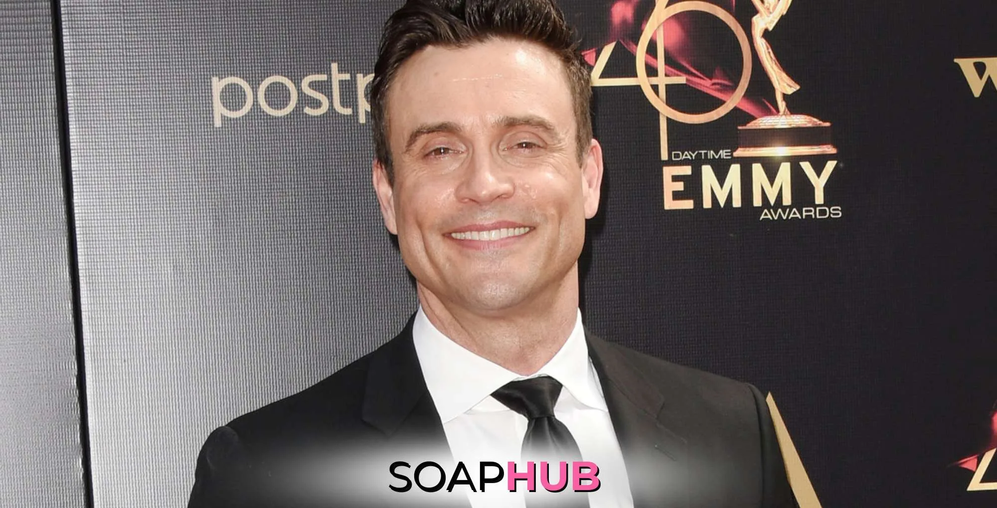 General Hospital Daniel Goddard with the Soap Hub logo.