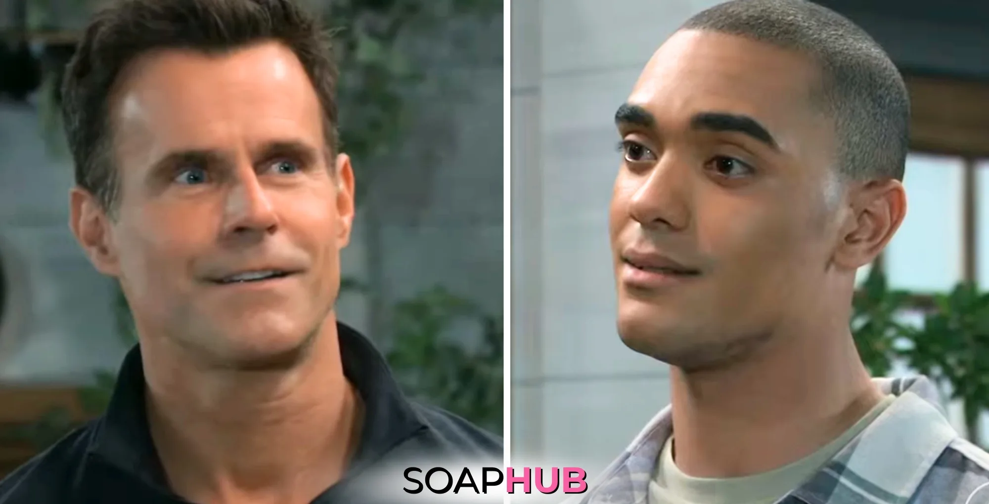 Drew and Kai on the April 22, 2025 episode of General Hospital with the Soap Hub logo across the bottom.