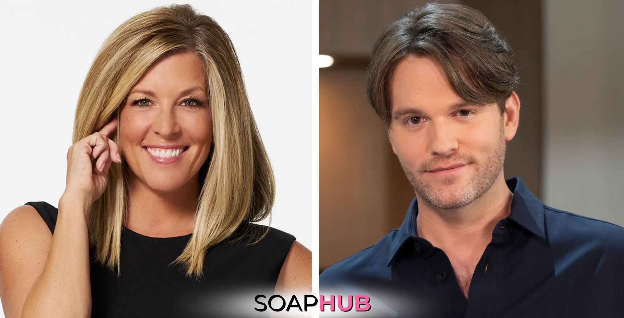 General Hospital's Laura Wright and Van Hansis with the Soap Hub logo across the bottom.