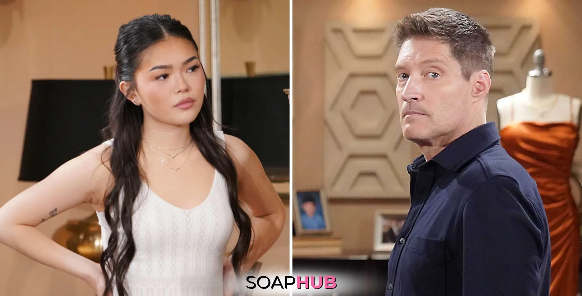 Luna and Deacon on Bold and the Beautiful with the SoapHub logo.