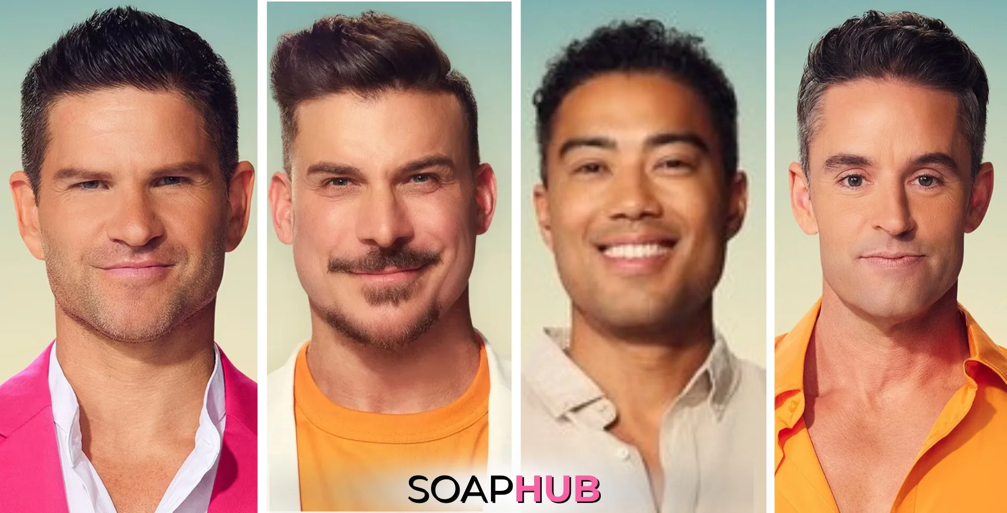 The Valley Daniel Booko, Jax Taylor, Jason Caperna, and Jesse Lally with the Soap Hub logo.