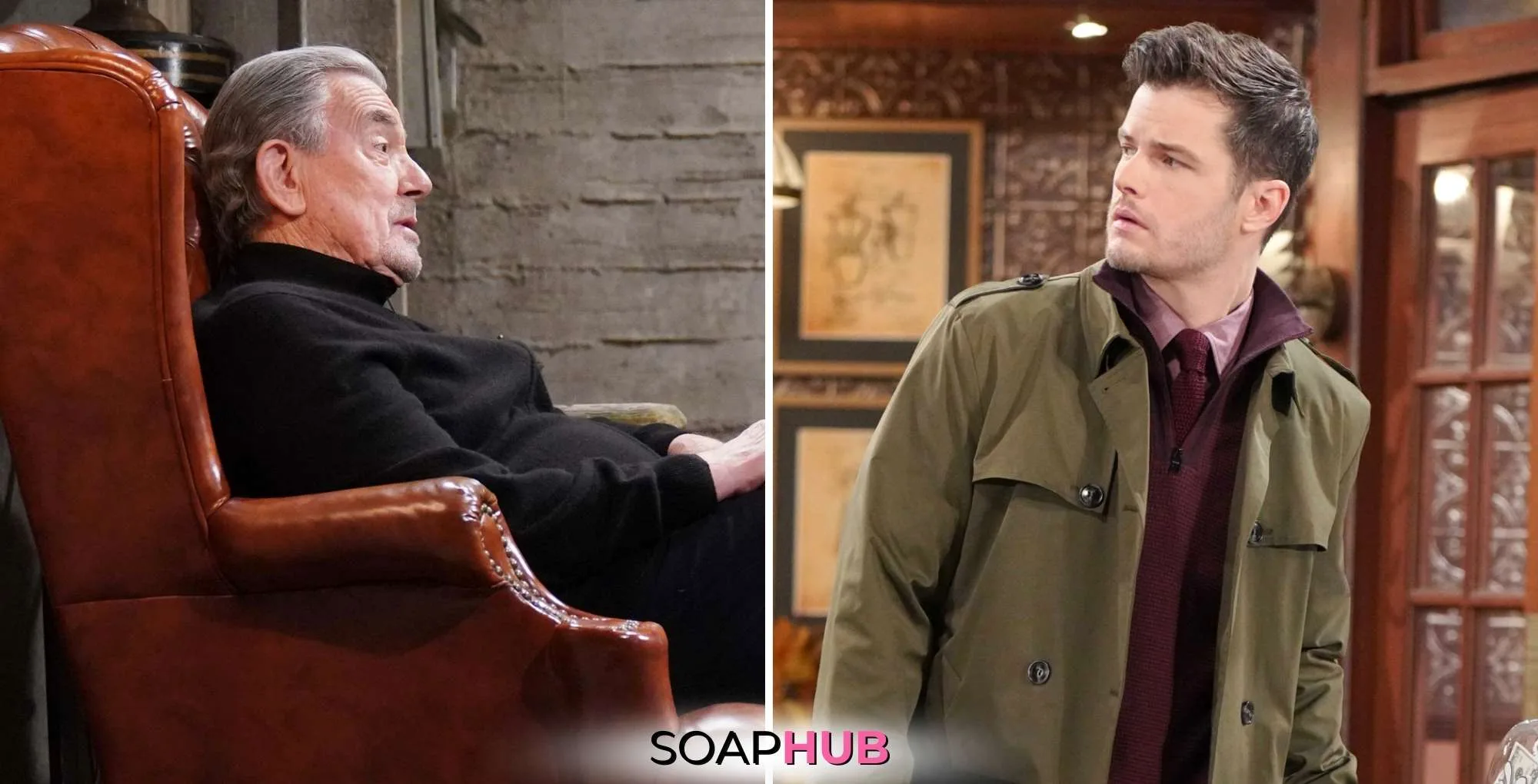 Young and the Restless Victor and Kyle with the SoapHub logo.