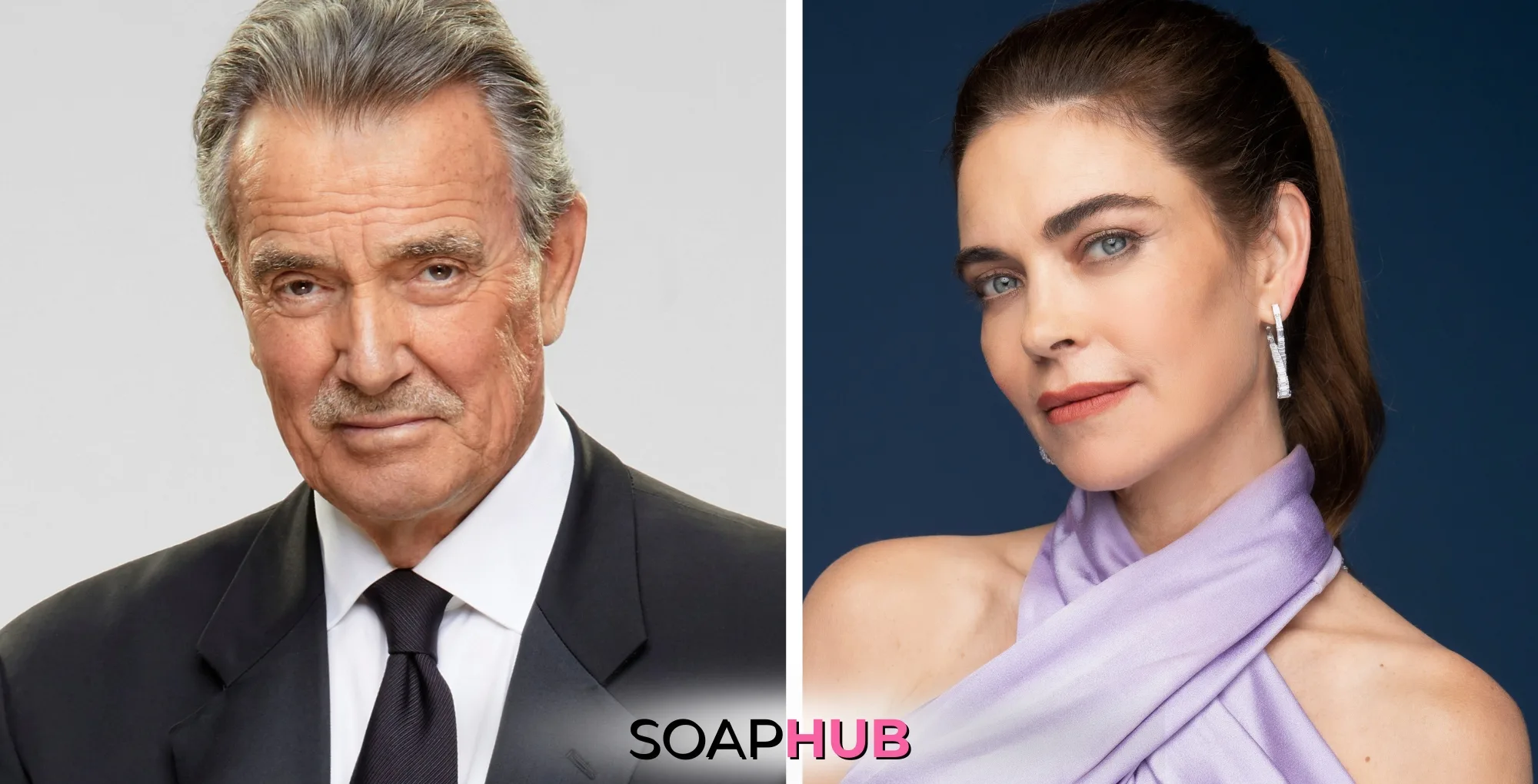 The Young and the Restless stars Eric Braeden and Michelle Stafford, with the Soap Hub logo.