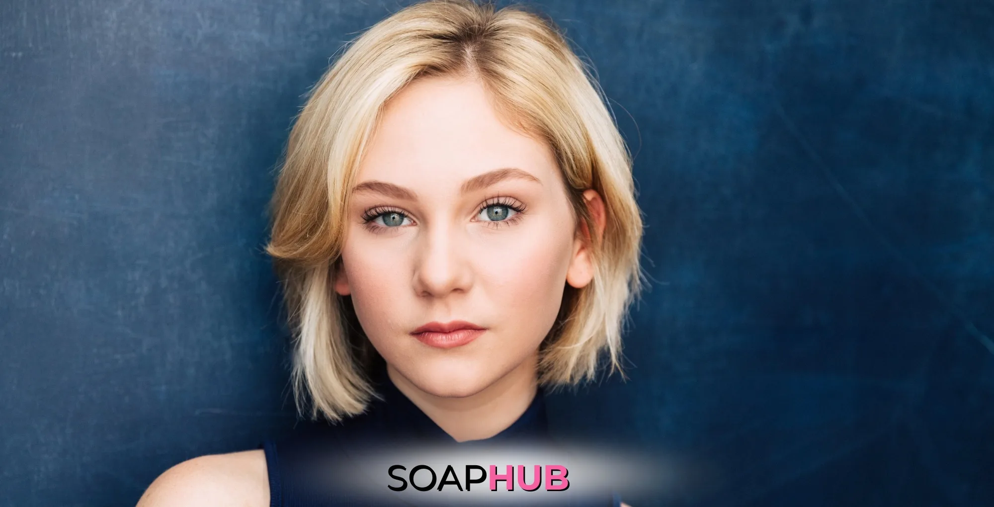 The Young and the Restless star Lily Brooks O'Briant; with the Soap Hub logo.