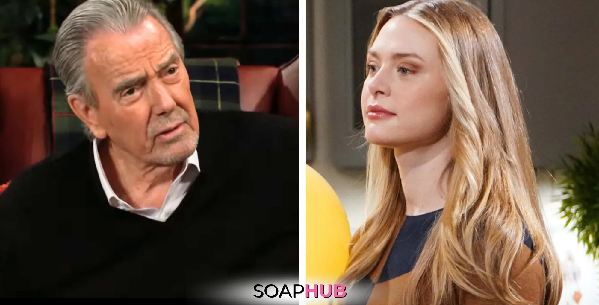 Young and Restless Spoilers April 24 Victor and Claire with the Soap Hub logo.